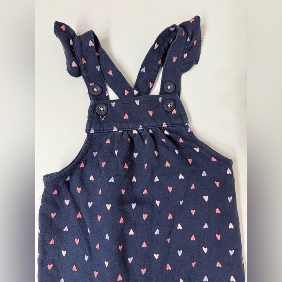Carter's Navy and Pink Heart Overall Jumpsuit - Picture 2 of 5